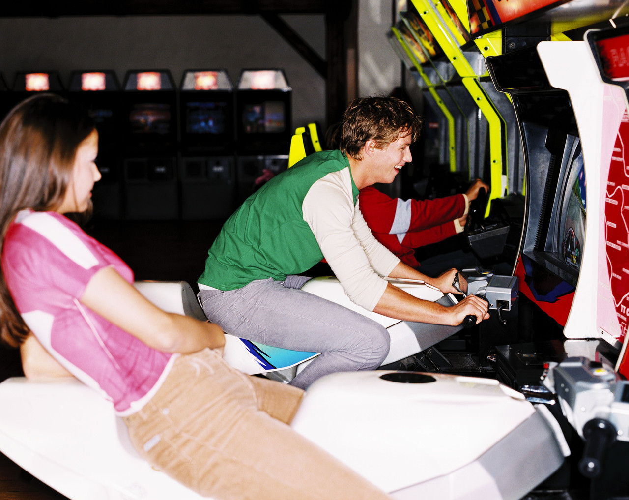 Teenagers Playing on Video Game Simulations